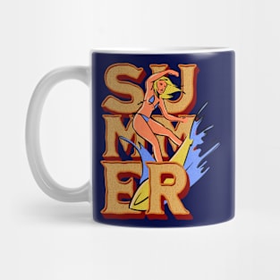 Retro Summer Surfer Girl Mug